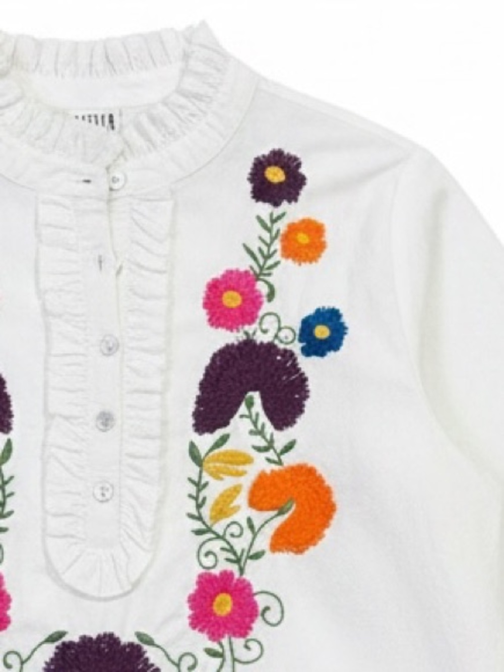 Sister Mary Juana Floral Embroidered Cotton Top White Size Small - Picture 6 of 11